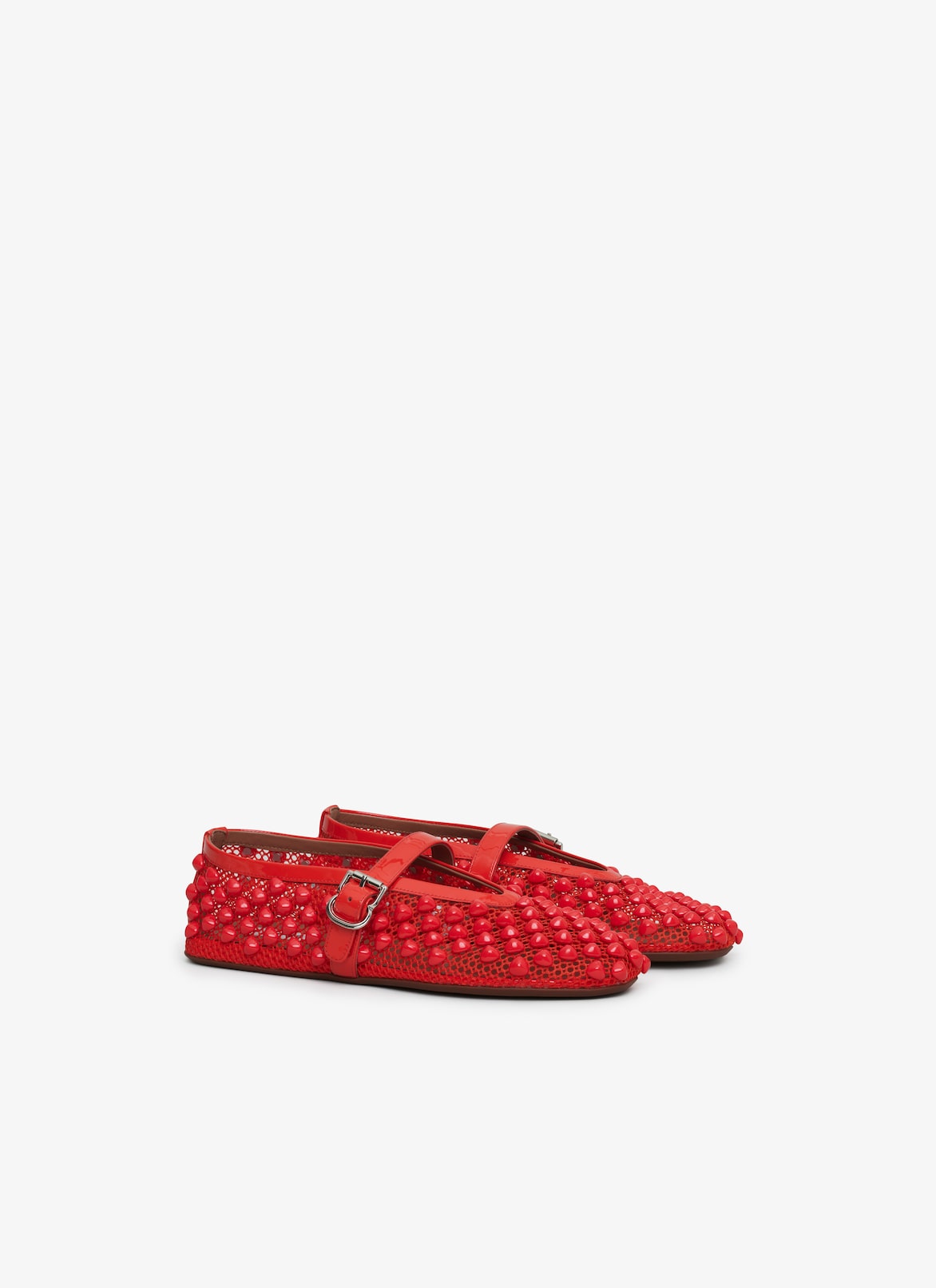 FLACHE BALLERINAS MIT NIETEN AUS NETZSTOFF ALAÏA ORANGE FLACHE BALLERINAS MIT NIETEN AUS NETZSTOFF